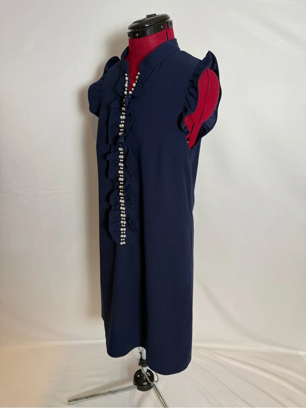 Lilly Pulitzer Adalee Shift Dress Women's Size 6 True Navy Pearl Embellishment